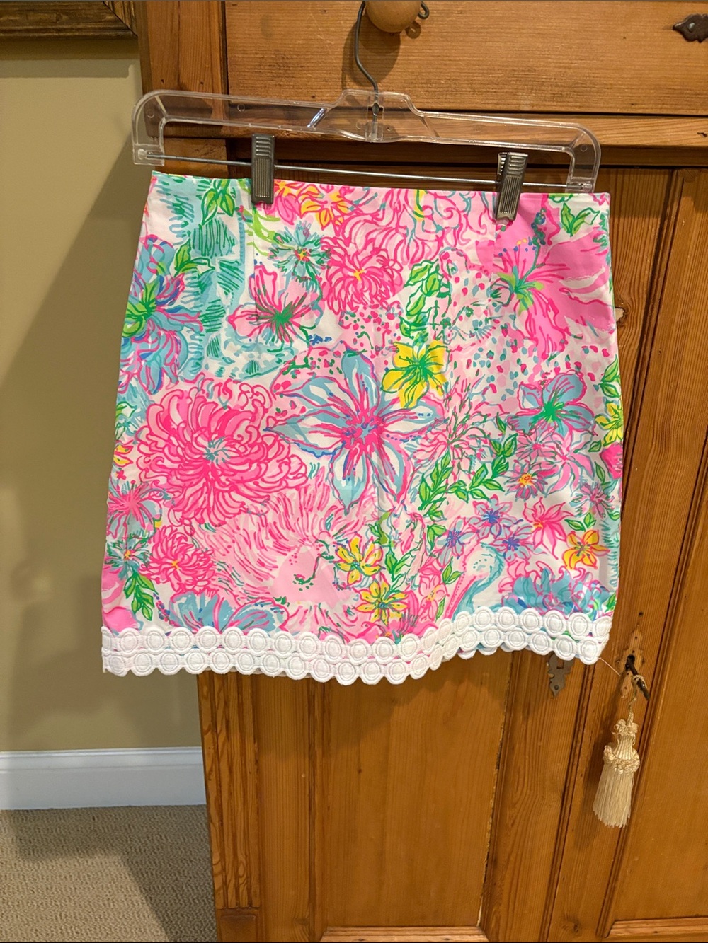 Lilly Pulitzer Print Mini Skirt with Scallop Hem - Pink Multicolor Size 4